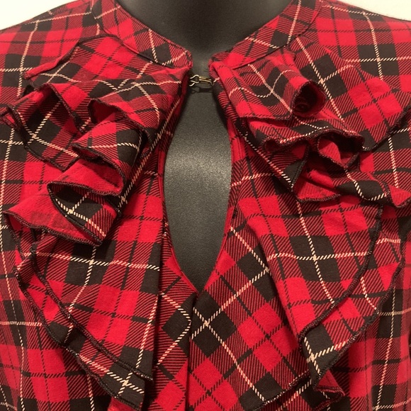 Lauren Jeans Co. Ralph Lauren Red & Black Plaid Long Sleeve Top Small - Picture 4 of 5